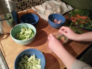 wrapping salad rolls